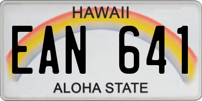 HI license plate EAN641