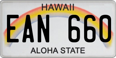 HI license plate EAN660