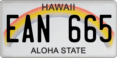 HI license plate EAN665