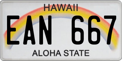 HI license plate EAN667