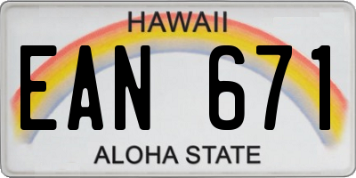 HI license plate EAN671