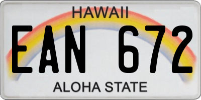 HI license plate EAN672