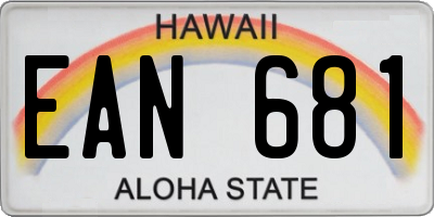 HI license plate EAN681