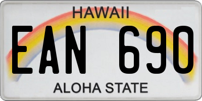 HI license plate EAN690