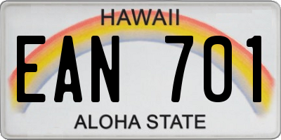 HI license plate EAN701