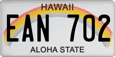 HI license plate EAN702