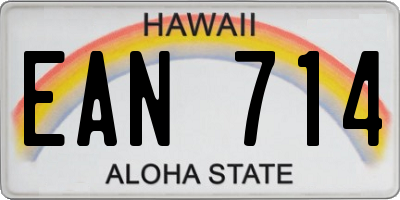 HI license plate EAN714