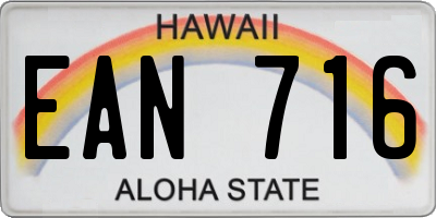 HI license plate EAN716