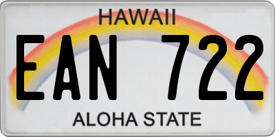 HI license plate EAN722