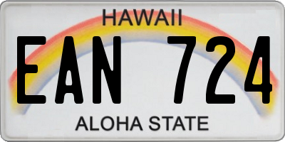 HI license plate EAN724