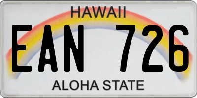 HI license plate EAN726