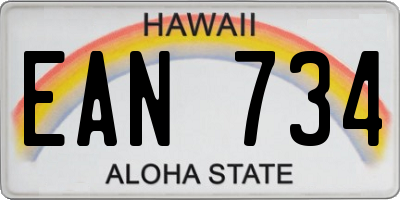 HI license plate EAN734