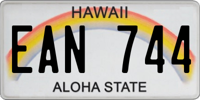 HI license plate EAN744