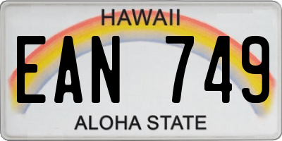 HI license plate EAN749
