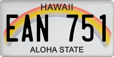 HI license plate EAN751