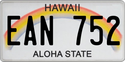 HI license plate EAN752