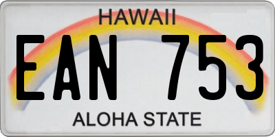 HI license plate EAN753
