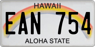 HI license plate EAN754