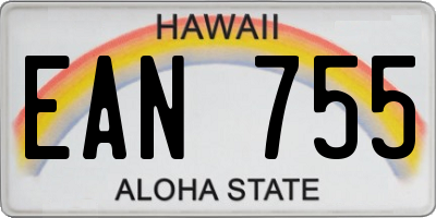 HI license plate EAN755