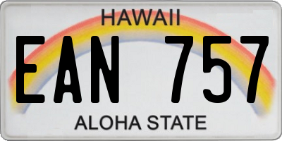 HI license plate EAN757