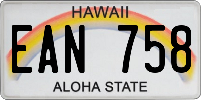 HI license plate EAN758