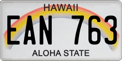 HI license plate EAN763