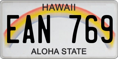 HI license plate EAN769