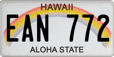 HI license plate EAN772