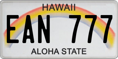 HI license plate EAN777