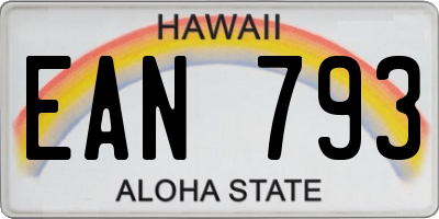HI license plate EAN793