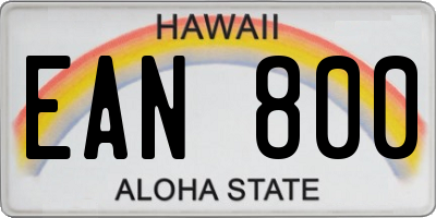 HI license plate EAN800