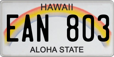 HI license plate EAN803