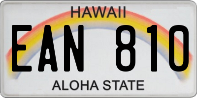 HI license plate EAN810