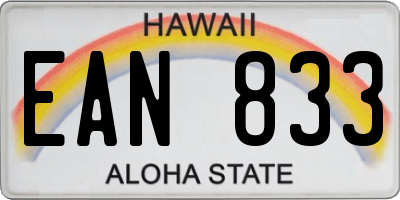 HI license plate EAN833