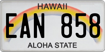 HI license plate EAN858