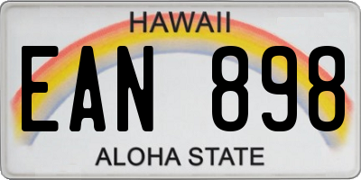 HI license plate EAN898