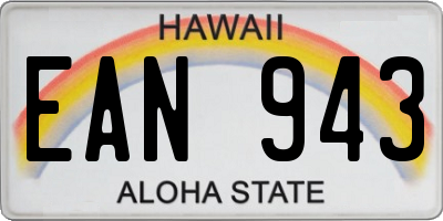 HI license plate EAN943