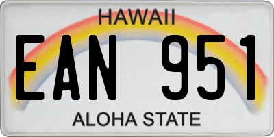 HI license plate EAN951