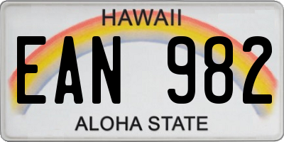 HI license plate EAN982