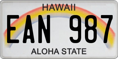 HI license plate EAN987