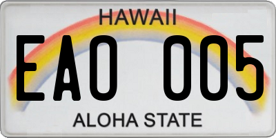 HI license plate EAO005