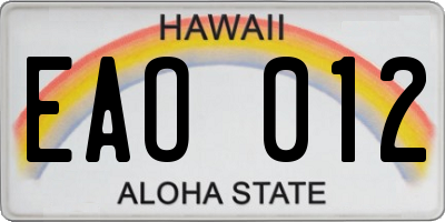 HI license plate EAO012