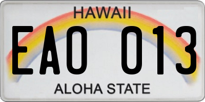 HI license plate EAO013