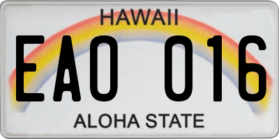 HI license plate EAO016