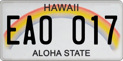 HI license plate EAO017