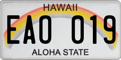 HI license plate EAO019