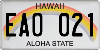 HI license plate EAO021