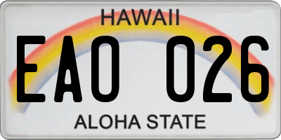 HI license plate EAO026