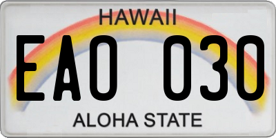 HI license plate EAO030