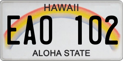HI license plate EAO102